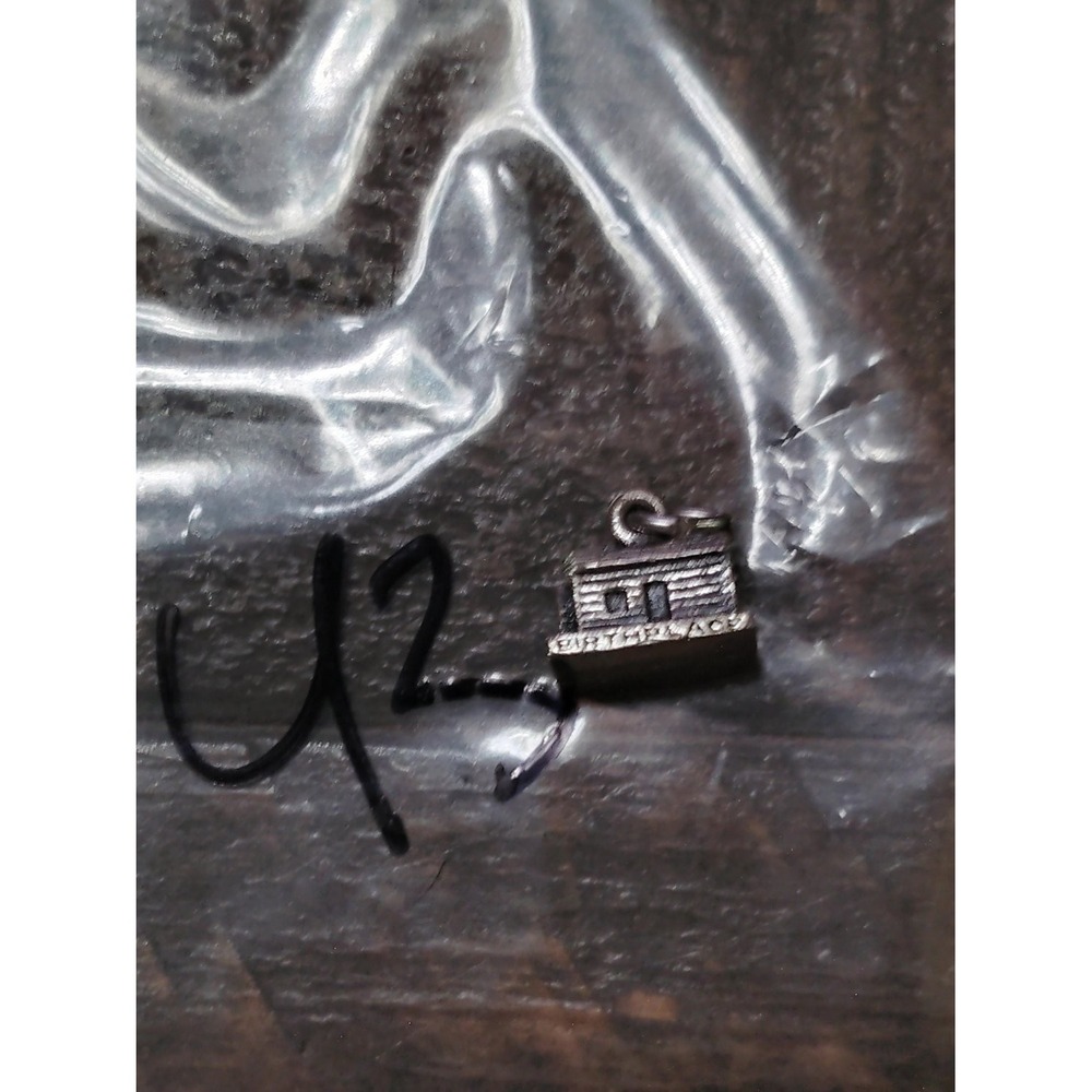 Vintage Sterling Silver Log Cabin Birthplace 3D Charm Pendant Buildings 925